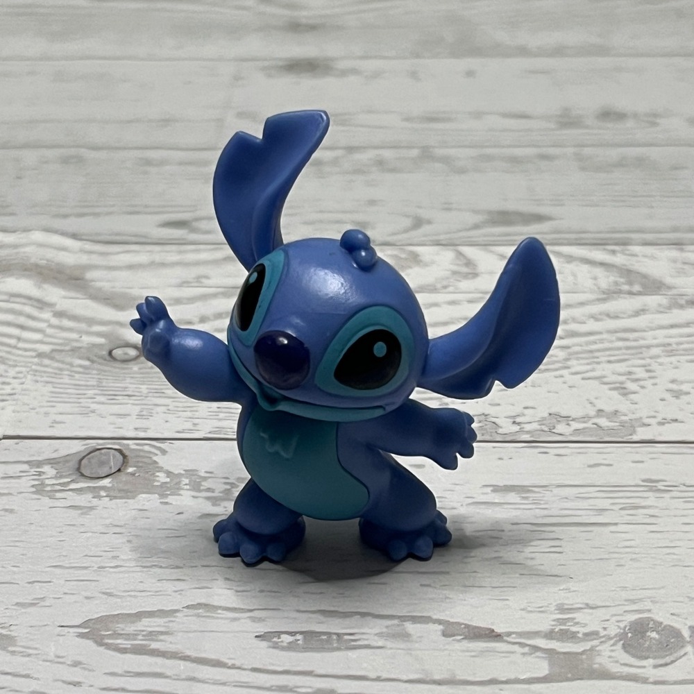 Disney Lilo and Stitch Mini Figure Waving Pose Blue PVC Toy 2.5 In Cake Topper